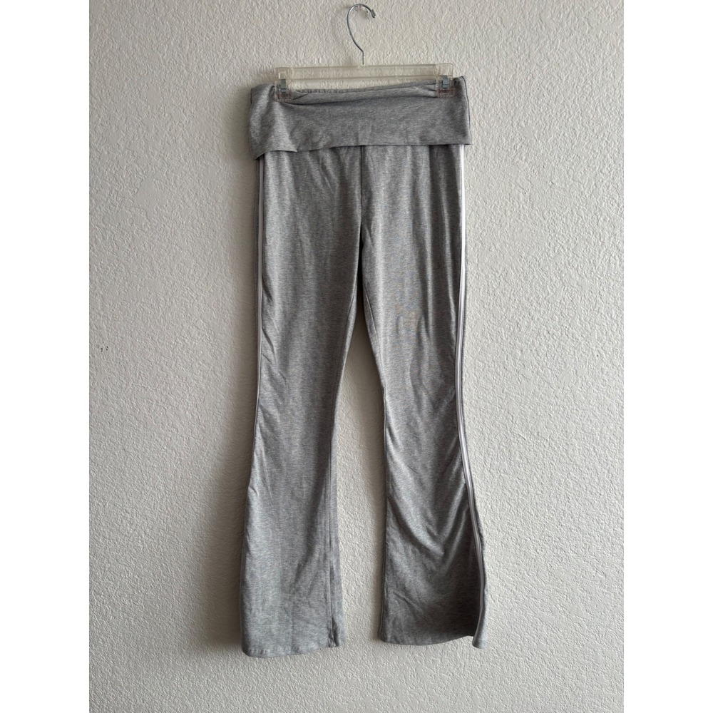 Forever 21 Lounge Pants S Heather Gray Flare Side Stripe Foldover Waist - Picture 1 of 7